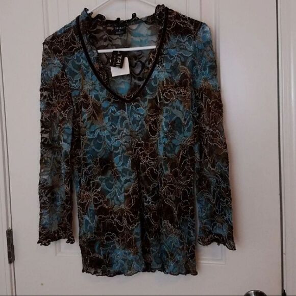 Tribal Semi Sheer Blouse Size Large - Picture 1 of 7